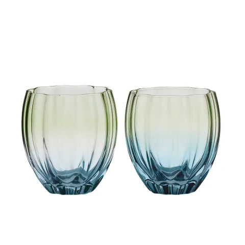 Lotti S/2 Tulip Tumbler | Green/Blue