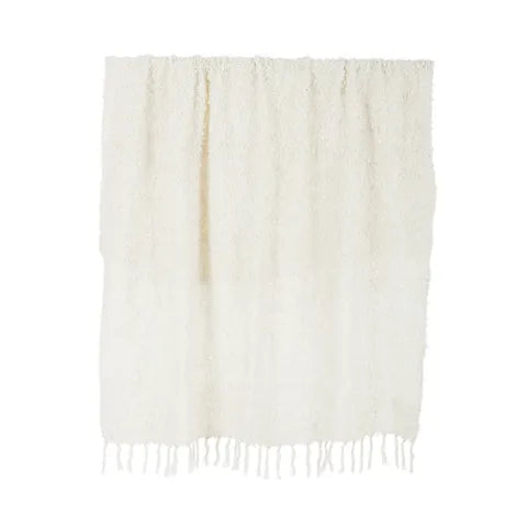 Burbuja Cotton Blend Throw | Ivory