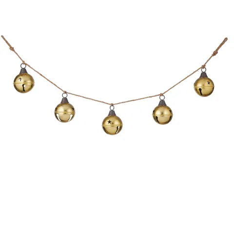 5pce Bell Garland Metal 130cm Gold