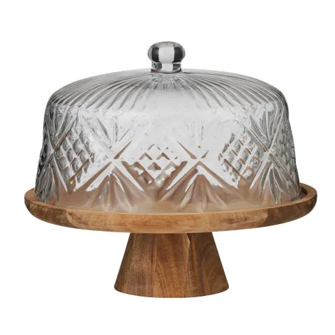 Aleah Glass + Wood Footed Dome | 29.5x26cm