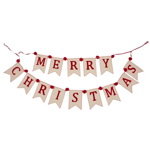 Merry Christmas Bunting | Cream/Red