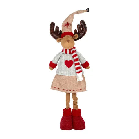Standing Deer W/Scarf Fabric | Grey