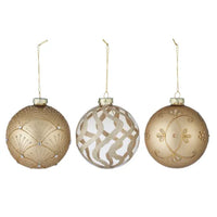 10cm Glass Bauble Embellished | Matte Gold