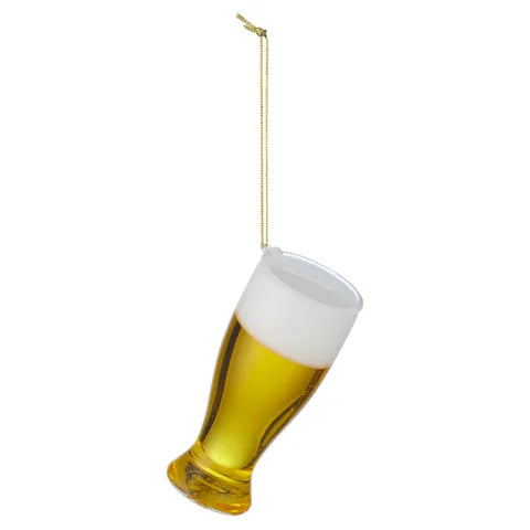 Beer Pint Ornament Glass | Clear/Gold
