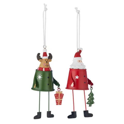 Santa & Deer Hanger Metal