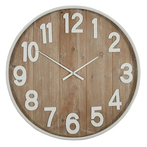 Lane Metal/MDF Clock | Nat/White