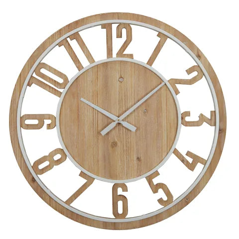 Walker Metal/MDF Clock | Nat/White