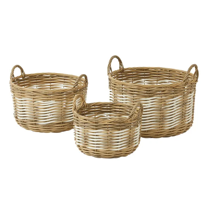 Jacka Resin Wicker Rattan Basket | White