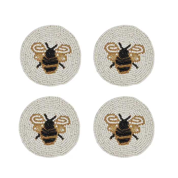 Bee S/4 Beaded Coaster
