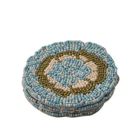 Beth S/4 Beaded Coasters | Blue/Green