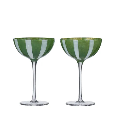 Aperitivo S/2 Coupe Glass | Green Stripe