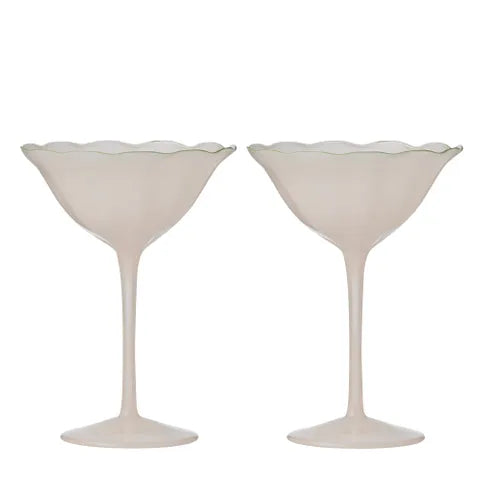 Bella S/2 Coupe Glass | Pink/Green