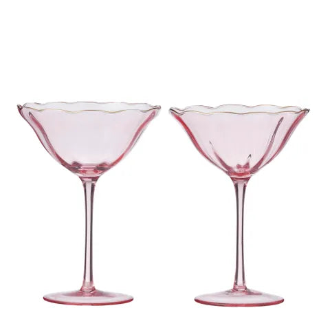 Crowne S/2 Glass Coupe | Pink