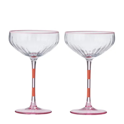 Lena S/2 Glass Rib Coupe | Pink/Orange