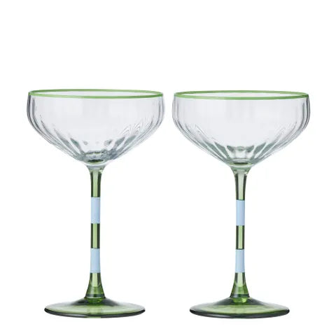 Lena S/2 Glass Rib Coupe |  Blue/Green
