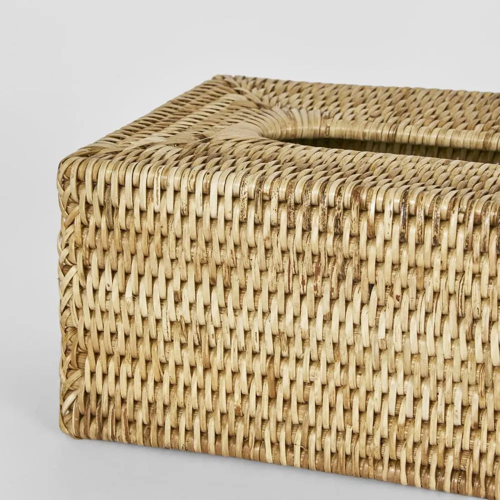 Paume Rattan Rectangle Tissue Box Natural