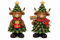 Resin Xmas Highland Cow Decorations