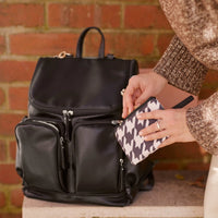 Signature Nappy Backpack | Black Dimple Vegan Leather