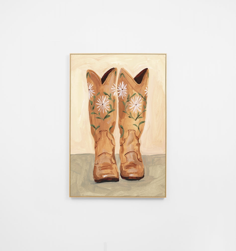 Floral Boots Sand Canvas Print