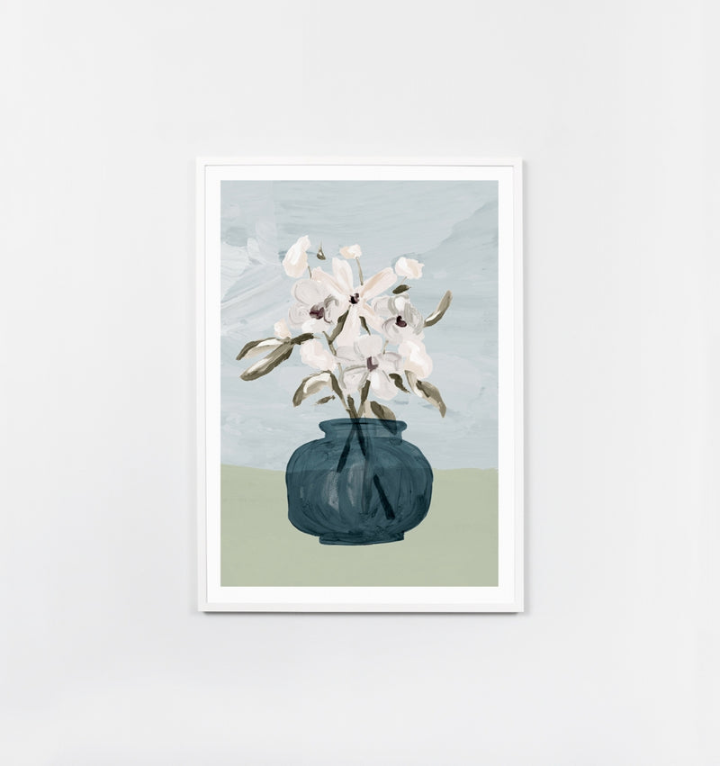 Floral Decor Blue | Framed Art