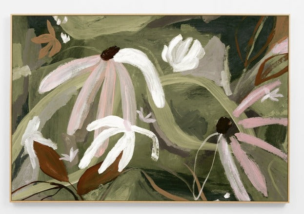 Floral Expression Green Canvas Print