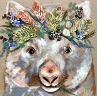Forget Me Not  Wombat Print | Oak Framed