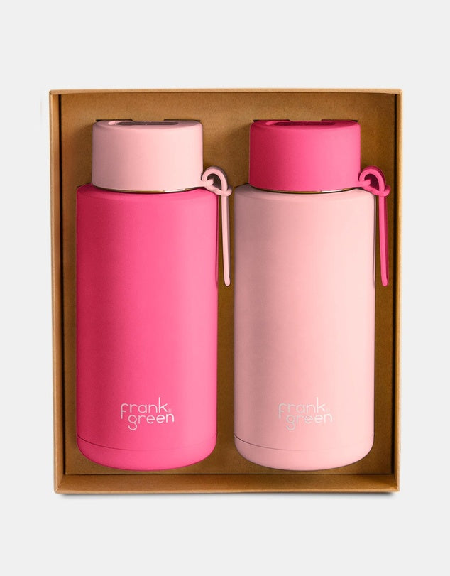  frank green Ceramic Reusable Bottle with Straw Lid, 34oz  Capacity (Neon Pink) : Sports & Outdoors