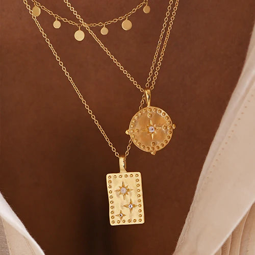 Pendant Disc Necklace | 18KT Yellow Gold Plate