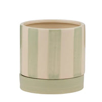 Tyra Ceramic Pot with Saucer | Green/Ivory