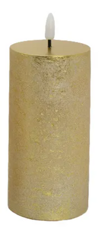 Shine Pillar LED Wax Candle | Gold