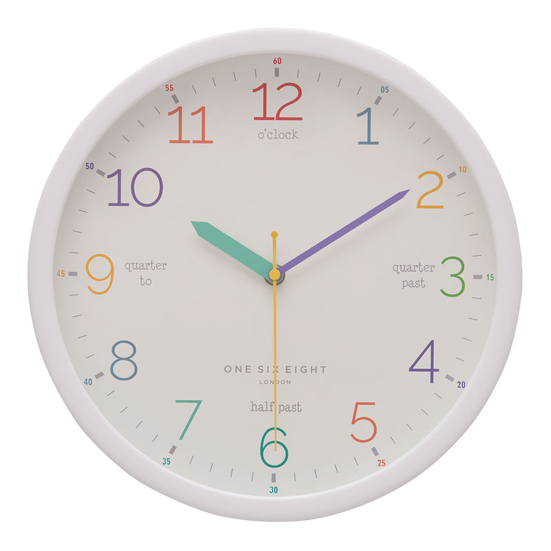 Learn The Time | White Silent Wall Clock | 30cm