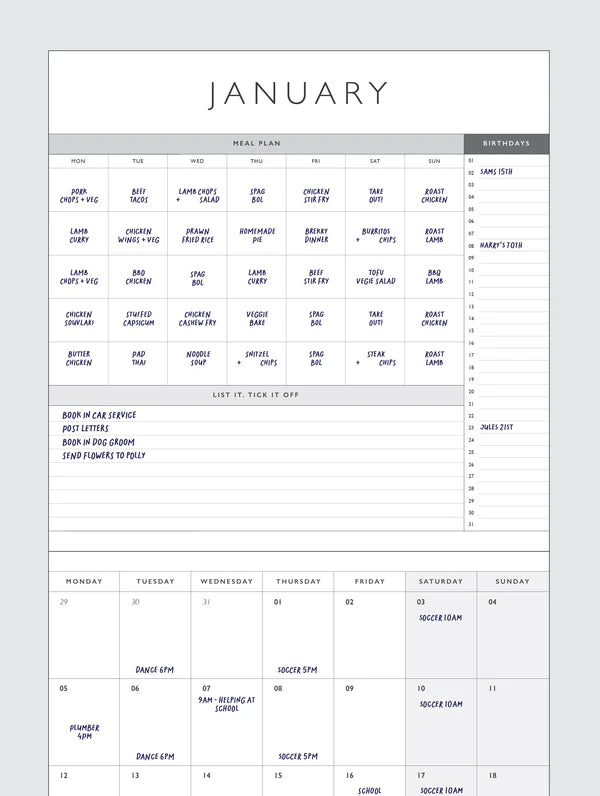2026 Linen Planner & Calendar | Navy