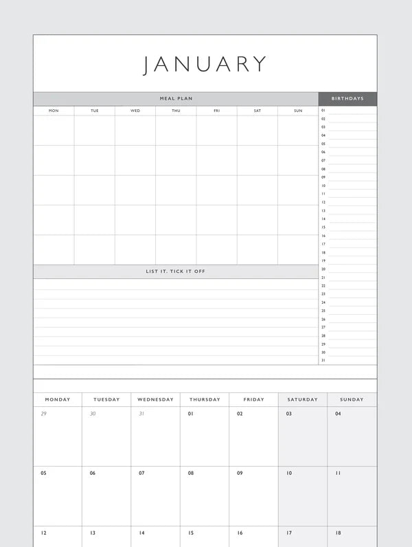 2026 Linen Planner & Calendar | Rose