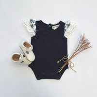 Baby Girls Knit Romper | Navy