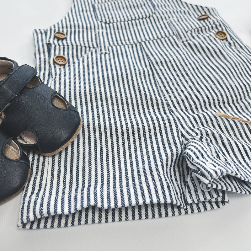 Baby Boys Roy Dungaree | Navy Pinstripe