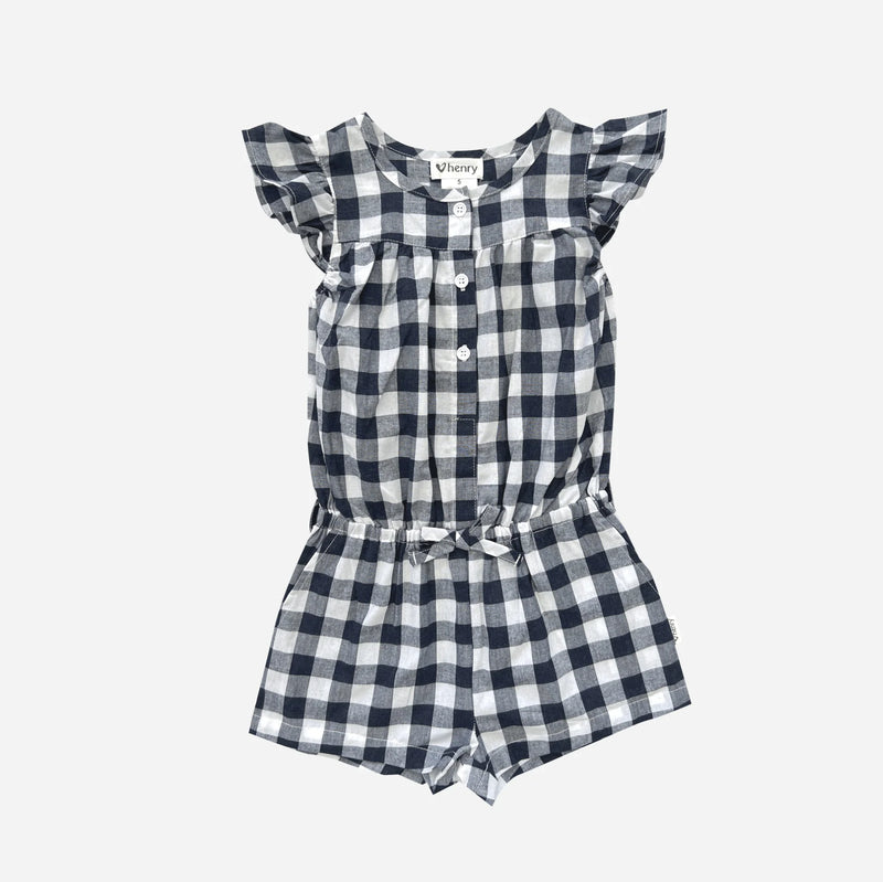 Girls Chloe Playsuit | Navy Check