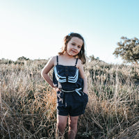 Girls Miranda Playsuit | Navy Linen