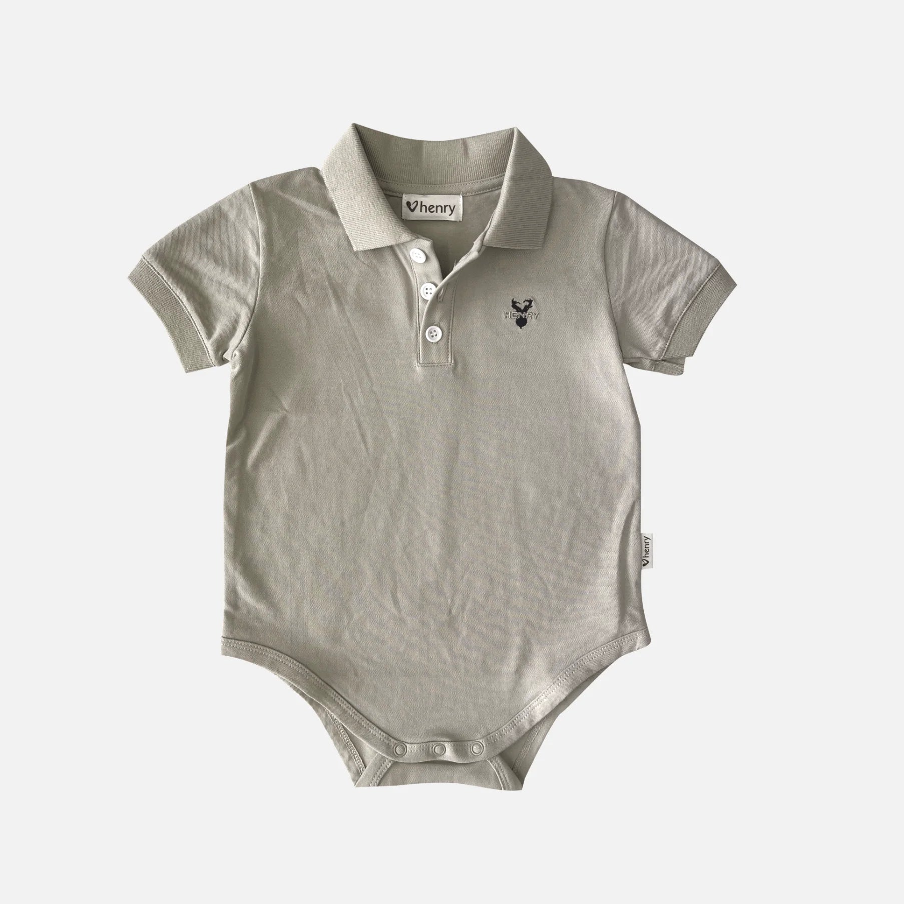 Baby Boys Polo Romper | Dusty Beige