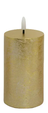 Shine Pillar LED Wax Candle | Gold