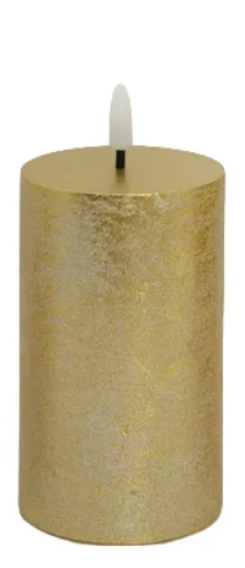 Shine Pillar LED Wax Candle | Gold