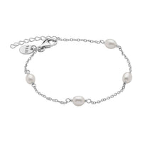 Tidal Whisper Silver Pearl Bracelet