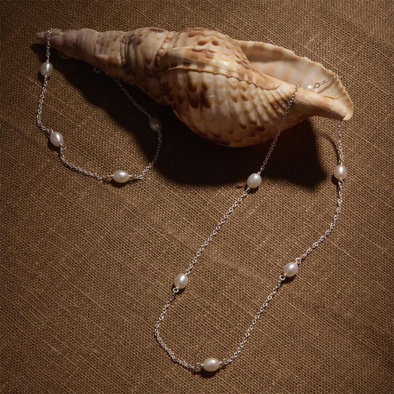 Tidal Whisper Silver Pearl Bracelet