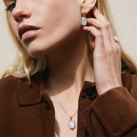 Fleur Rainbow Moonstone Earrings | Yellow Gold