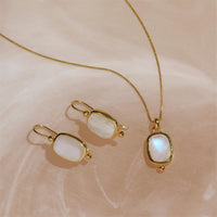 Fleur Rainbow Moonstone Earrings | Yellow Gold