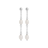 Tidal Whisper Silver Double Pearl Earring