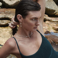 Tidal Whisper Silver Double Pearl Earring