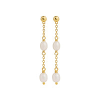 Tidal Whisper Yellow Gold Double Pearl Earring