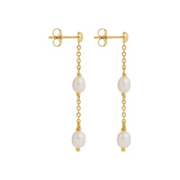 Tidal Whisper Yellow Gold Double Pearl Earring