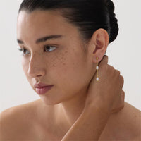Tidal Whisper Yellow Gold Double Pearl Earring