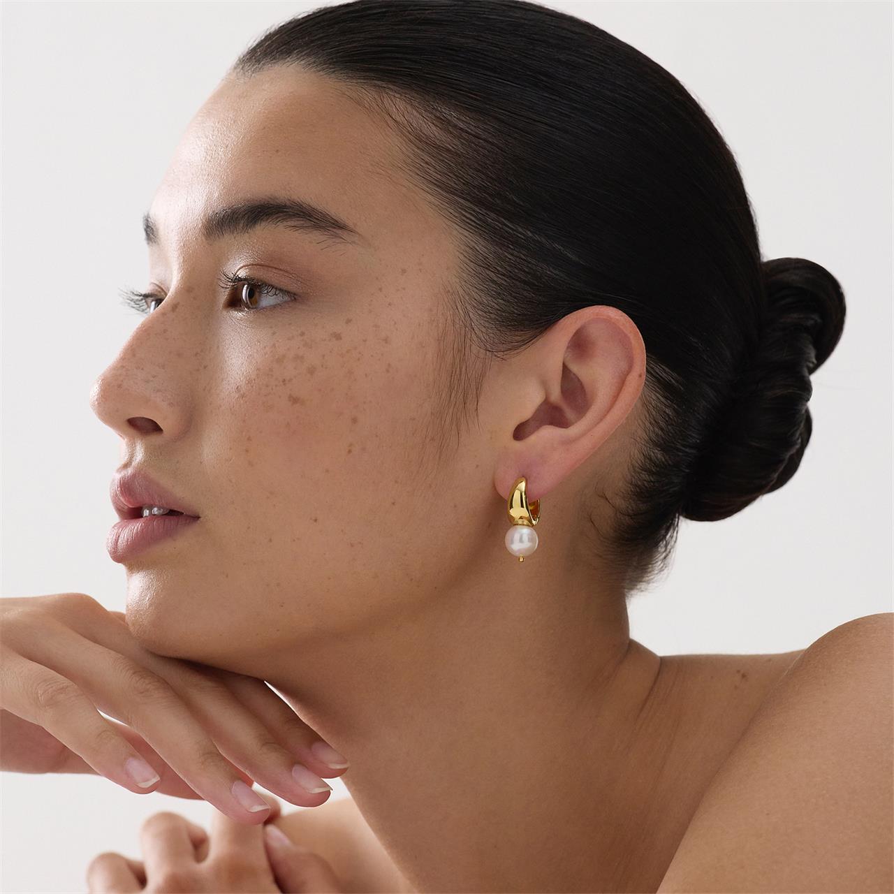 Solana Yellow Gold Pearl Earring